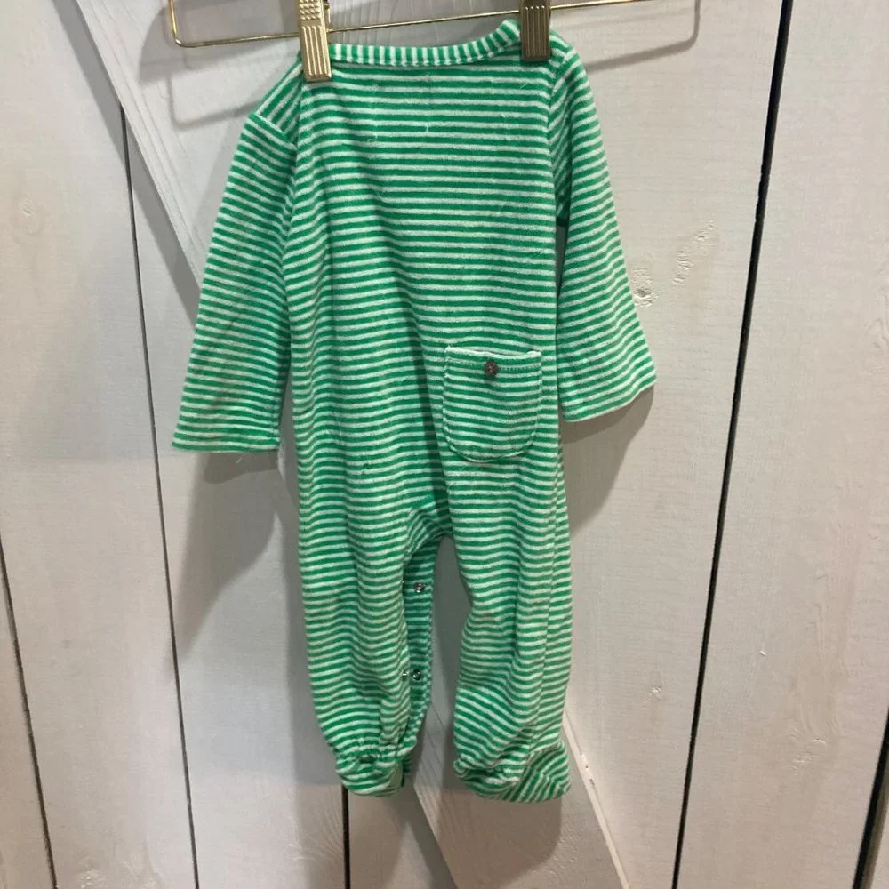Mudpie Christmas striped green red truck pajamas 0-6 months